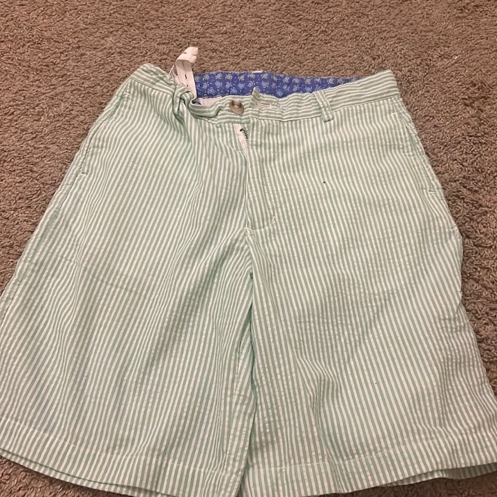 Lime Green Seersucker Shorts for Boys